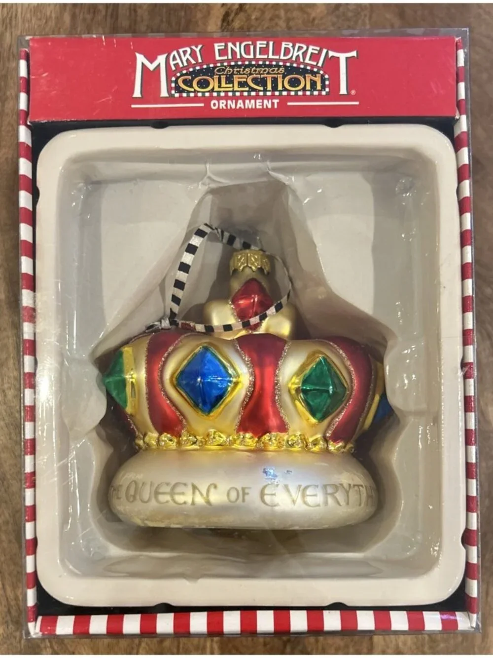 Mary Engelbreit The Queen Of Everything Crown Glass Ornament in Box Kurt Adler